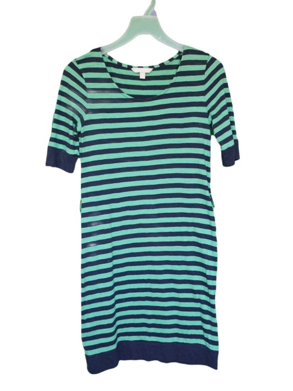 Banana Republic Women's Green & Navy Striped Cotton Dress w/ Belt Size XS